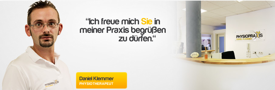 'Ich freue mich Sie in meiner Praxis begrüßen zu dürfen.' - Daniel Klemmer, Physiotherapeut